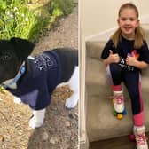 10K Any Way fundraiser - pictured here are Oscar the puppy and eight-year-old Sophia.
