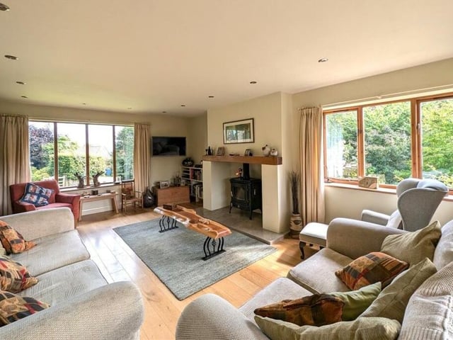 The dual aspect lounge with log burner.