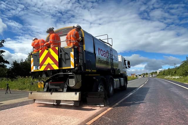 North Yorkshire Council has launched a new policy on pothole repairs. Here the Reclamite treatment is being applied on the A684 bypass near Bedale. (Picture contributed)