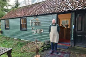 Chris Shell outside the farm shop at The Horseshoe Hotel, Egton Bridge.