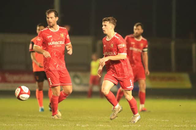 Charlie Winfield in action for Brid Town. Photos by TCF Photography