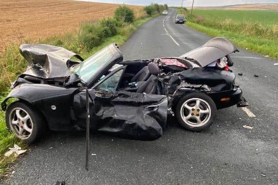 The aftermath of the accident on the B1248, near Malton.