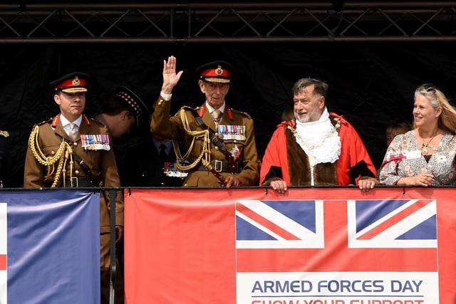 The Duke of Kent waves to the crowds at Armed Forces Day in Scarborough - 25th June  2022