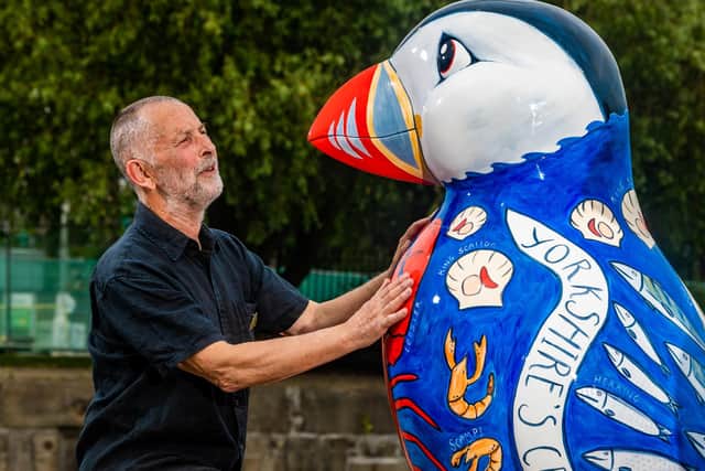 One of over 40 decorated puffin sculptures part of the Puffins Galore festival, which has captured imaginations across the East Yorkshire Coast.