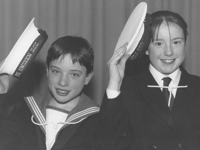 Enjoying the Filey Sea Cadets mess dinner in February, 1996, held at the White Lodge Hotel in Filey are cadets, from left, Johnathon Coussins and Kim Reed. 