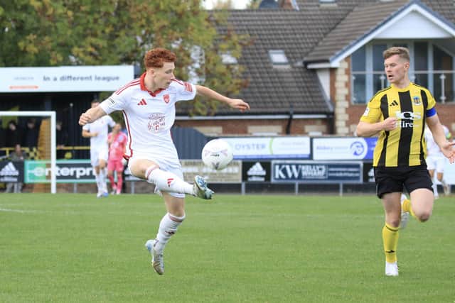 Leeds United loanee Harvey Vincent impressed on his debut as a second-half sub at Hebburn.   Photo by Jack Boys