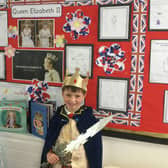Children from Filey Infant School dressed at Queen Elizabeth II and King Charles III