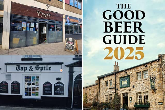 Clockwise from right: The new Good Beer Guide, Tap and Spile (Goole Maps) and the Craft Bar in Scarborough.