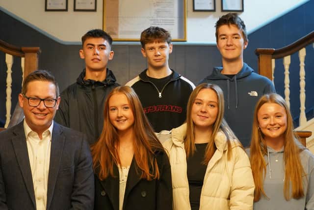 Mr Guy Emmett, Headmaster, with some of our high achieving students
