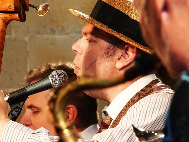 Members of the Jake Leg Jug Band in concert at St Mary's Church
