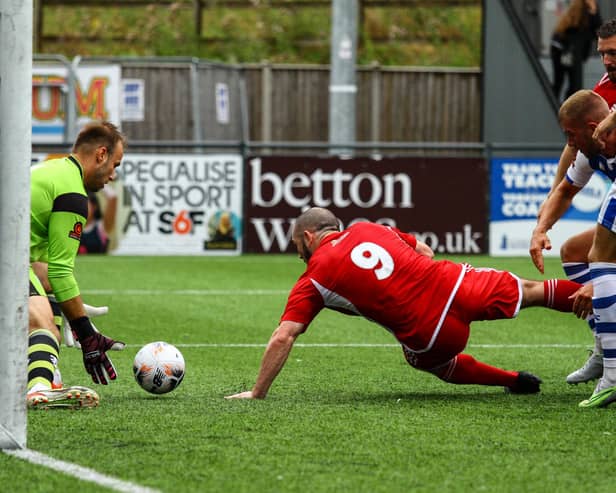 Action from Boro v Tonbridge Angels on Saturday.