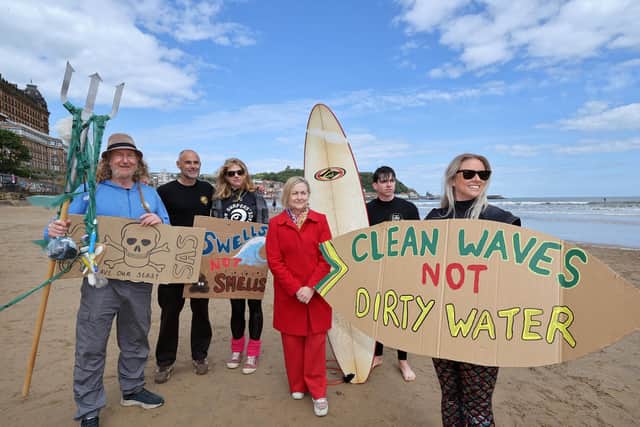 Steve Crawford, Mike Hirst, Amy King, MP Alison Hulme, Aidan Robinson and Sarah Scrives at the protest
