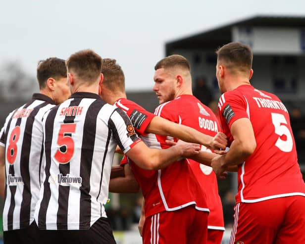 Boro and Chorley players battle it out in the FA Trophy clash.