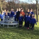 The commemorative bench marking Lealholm School's 150th anniversary.