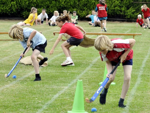 Sleights School sports day... Obstacle race action.
w102624b