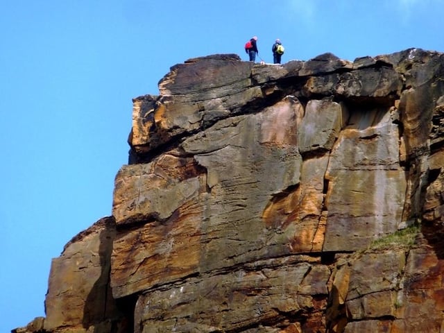 The north face of Roseberry Topping (the cliff side that faces north towards Teesside).