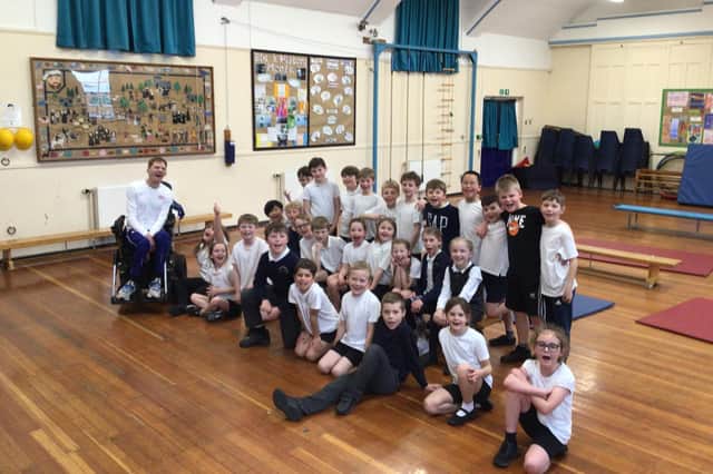 West Cliff students meet Paralympics star Stephen Miller.