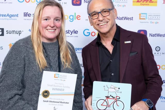 Illustrator Sarah Westwood with her Small Business Sunday award.