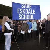 Protests made against the proposed closure of Eskdale School in Whitby.
picture: Richard Ponter, 230201a