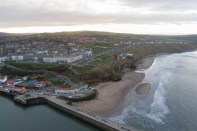 Aerial shot of Whitby’s coastline - a consultation is under way on the future of the cliff lift replacement bus service.