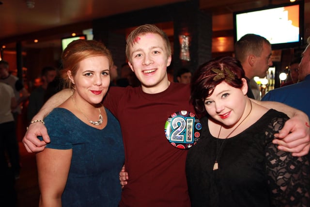 Nick celebrating his 21st birthday with Sami and Sian in Blue Lounge.