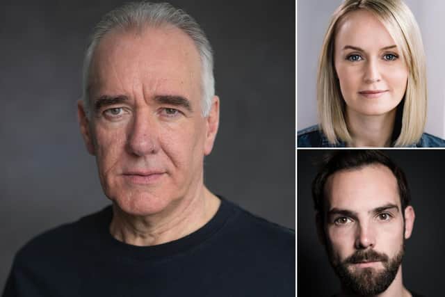 Clockwise from left: Esk Valley Theatre Artistic Director Mark Stratton, actors Clara Darcy and Dominic Rye.