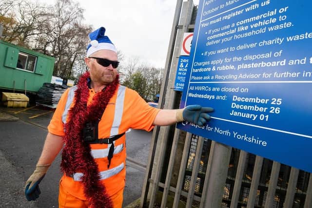 HWRCs will be open from 8.30am to 4pm throughout the festive period except Wednesdays, Christmas Day, Boxing Day and New Year's Day.