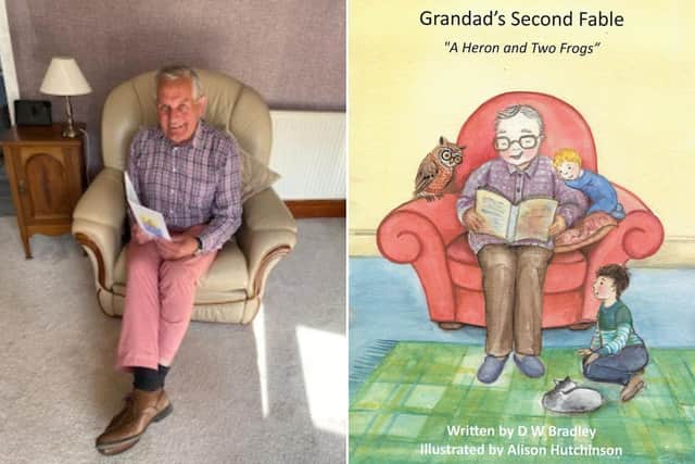 Dave Bradley and his new book, A Heron and Two Frogs.