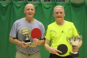 Chris Deegan, right, won the Division One Singles final against Paul Wilkinson. PHOTOS BY TONY WIGLEY