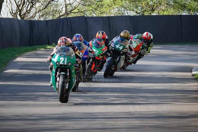 Supertwins action from Oliver's Mount during the Bob Smith Spring Cup meeting. PHOTO BY MARK HUCKERBY