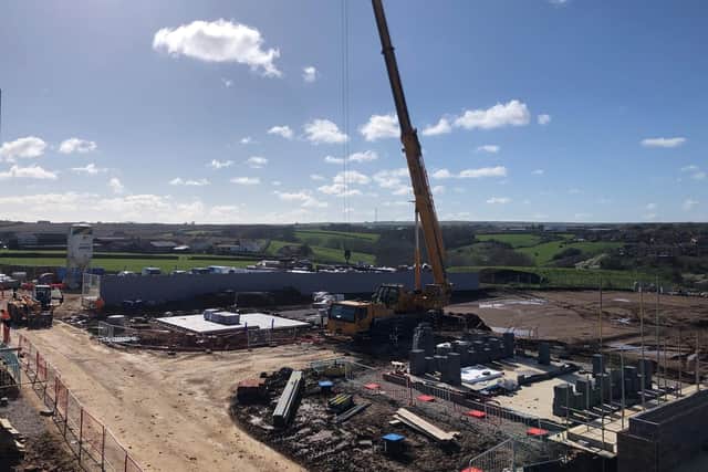 Looking across the construction site at Eskdale View, Whitby.