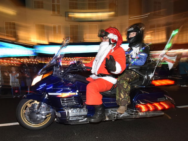 Santa makes an early visit to Scarborough on his Goldwing.