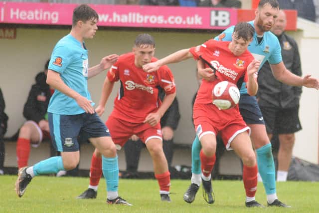 Super-sub Coby Scotter hit the winner for Bridlington Town at Harrogate Railway. PHOTO BY DOM TAYLOR