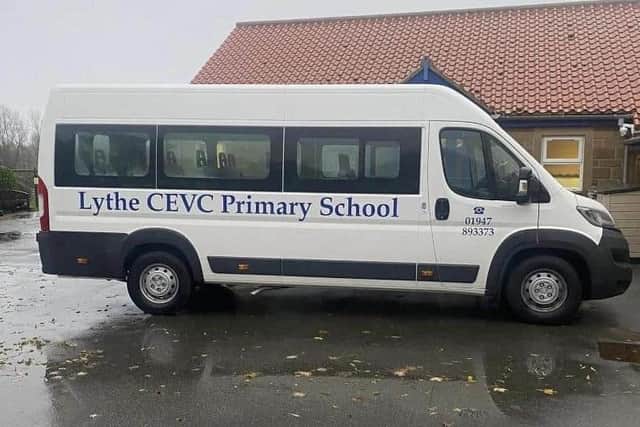 The minibus, which was stolen by thieves.