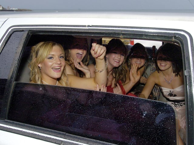 Graham School; All smiles in the back of this limo'.