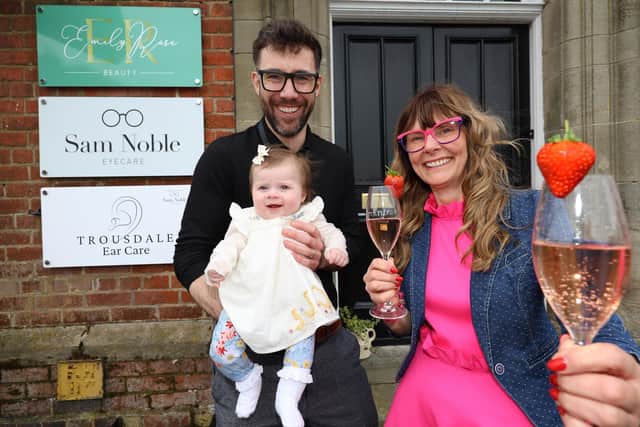 Alex Trousdale and daughter Suzie with Sam Noble