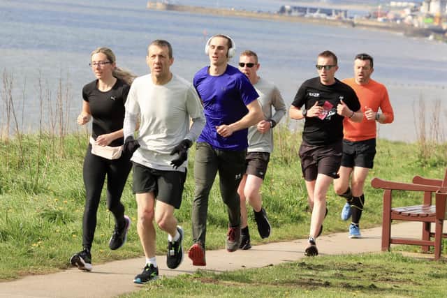 The runners tackle the Sewerby parkrun course.