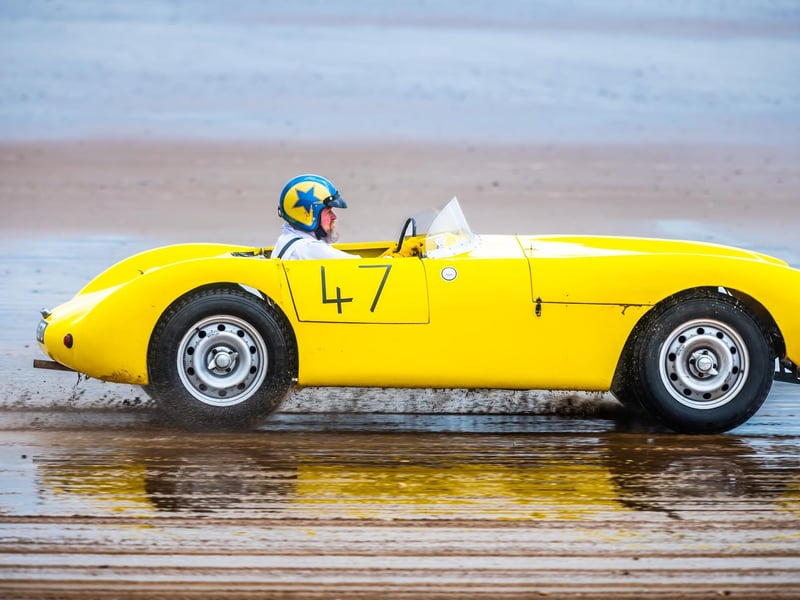 This years The Race the Waves Vintage Beach Race festival held on Bridlingon's south beach with over one hundred competitors taking part in the event from the early years of coastal motor racing to post-war American hot-rodders and drag racing culture. Picture By Yorkshire Post Photographer, James Hardisty. Date: 22nd April 2023.