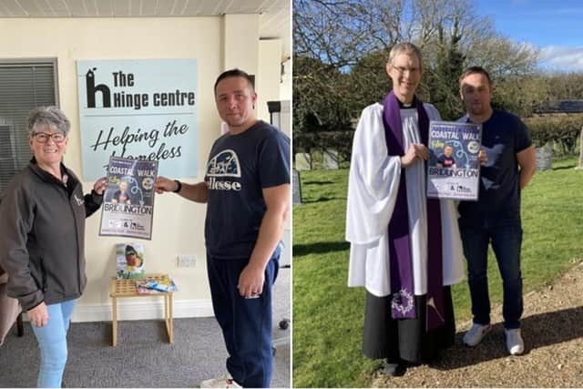 Cole Ibbotson is raising funds for both the Hinge Centre and the Emmanuel Church by walking 20 miles along the coast.