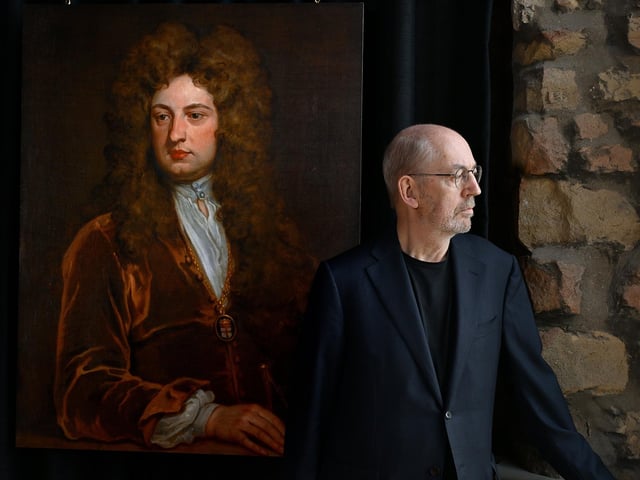 Nick Howard with a portrait of Vanbrugh. photo: Richard Ponter
