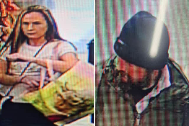 North Yorkshire Police have issued these CCTV images of a man and a woman they would like to speak to following a shop theft in Whitby.
