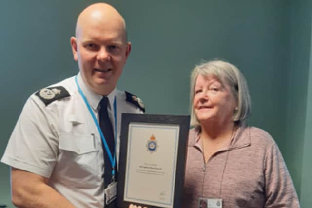 Chief Constable Tim Forber with Win Almond
