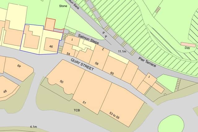 46 Quay Street, Scarborough - property plan outlined in red. Courtesy of applicant