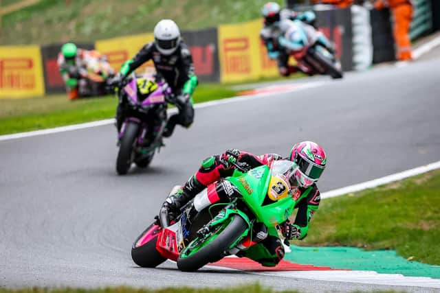 Ben leads the way into Hall Bends, Cadwell Park. Photo Colin Port Images.