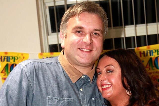 Andrew and Michaela celebrating their friend's 40th birthday.