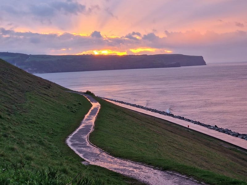 Sunlight reflects off the Whitby cliff paths.
picture: Ben Royle.