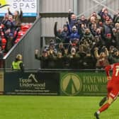 Luca Colville and the Boro fans cheer him scoring to seal the home win.