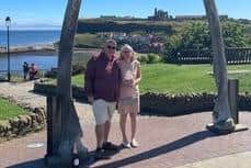 Stephen and Yvonne Weightman, who got married in secret in Whitby, in front of the town's whalebones.