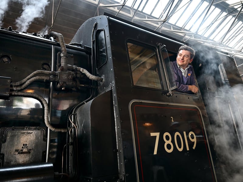 Arriving at the station - Matt Edmondson in the cabin. photo: Richard Ponter
