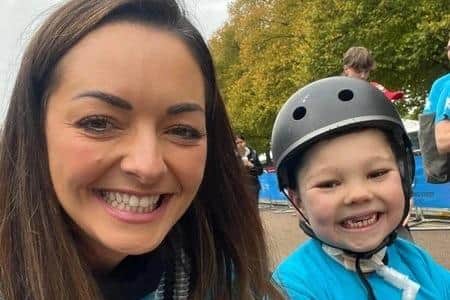 Henry Waines, 7, is pictured with his mum Shevonne. Photo submitted by Cerebra
